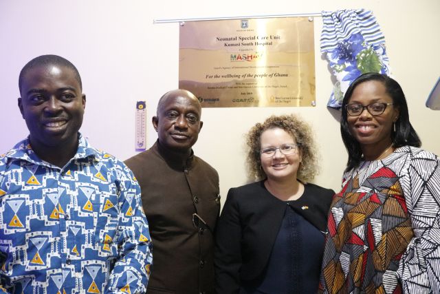 Amb. Shani Cooper with Officials of the Kumasi South Hospital at the innauguration of the upgraded neonatal units.